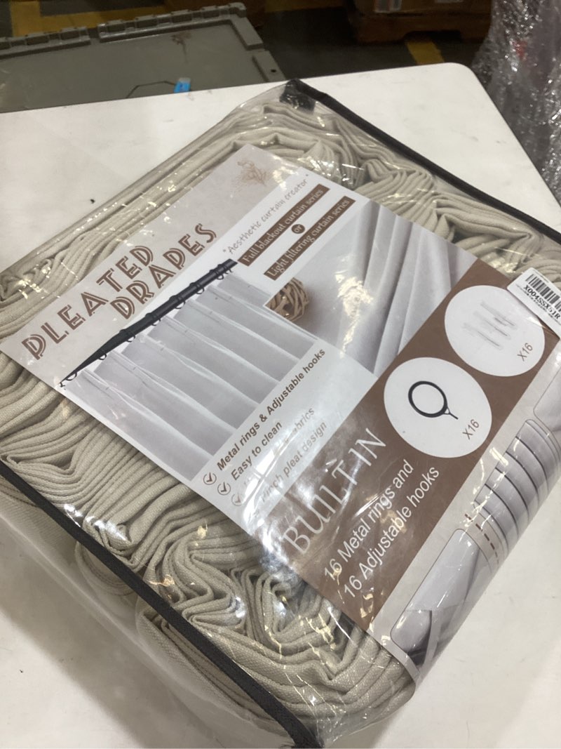 Condition photo showing Good Condition for pleated extra wide 70 inch bedroom curtains 96 inches long 2 panels, cream memory trained pinch pleat blackout dual layer linen soundproof thermal farmhouse windows drapes for living room 8 ft length cream 70"w x 96"l (pack of 2)