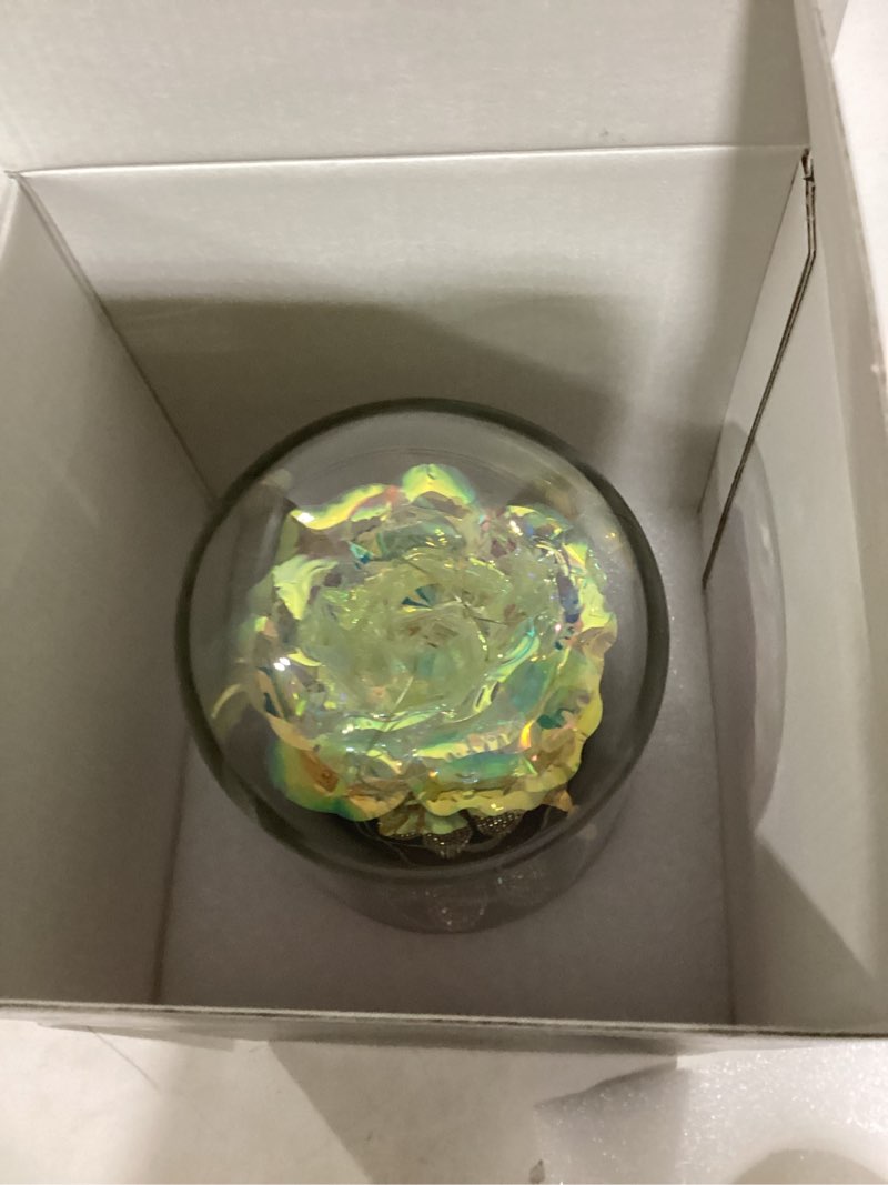 Condition photo showing New/Like New for Valentines Day Rose Gifts for Her Birthday Gift for Women Galaxy Glass Rose in Glass Dome Forever Eternal Crystal Roses with Butterfly Valentines Day Gifts for Daughter Mom Wife Girlfriend Colorful B Colorful