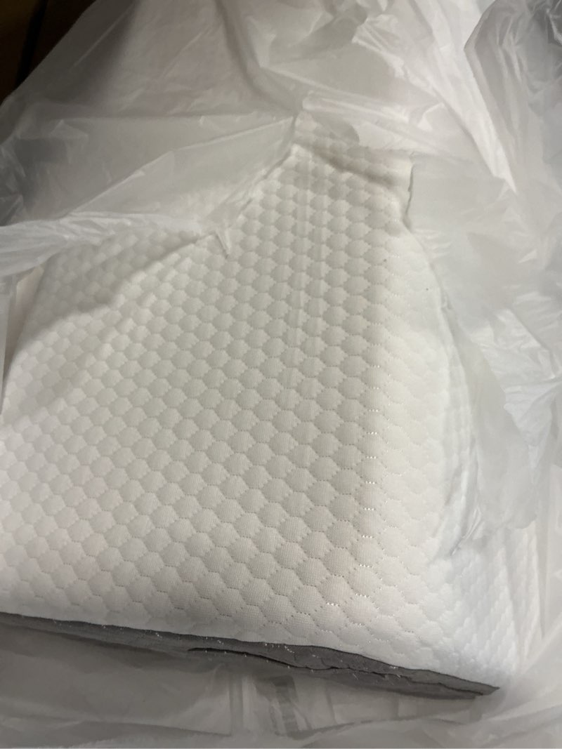Condition photo showing Good Condition for Bedluxe Knee Pillow for Back Sleeping, Leg Pillow Knee Wedge Pillow, Memory Foam Wedge Pillows for Legs Post Surgery, Triangle Pillow for Knee Support, Leg Elevation, Knees Hip Back Pain Relief, White 23.6*18.9*7.9 Inch White/Grey