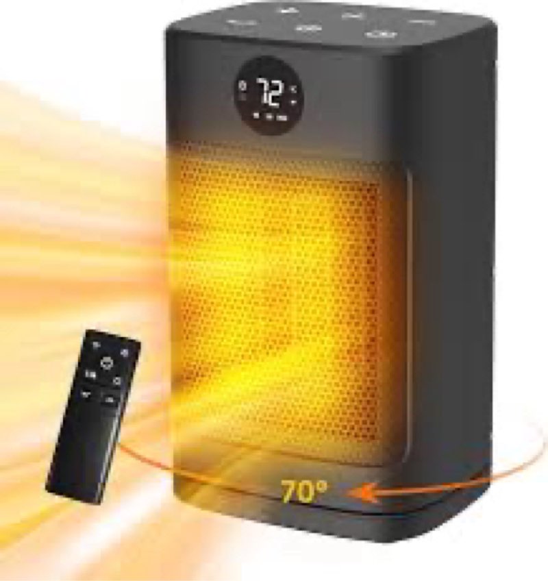 Space Heater - 1500W Portable Space Heaters for Indoor Use, PTC Ceramic Electric Heater with Remote,