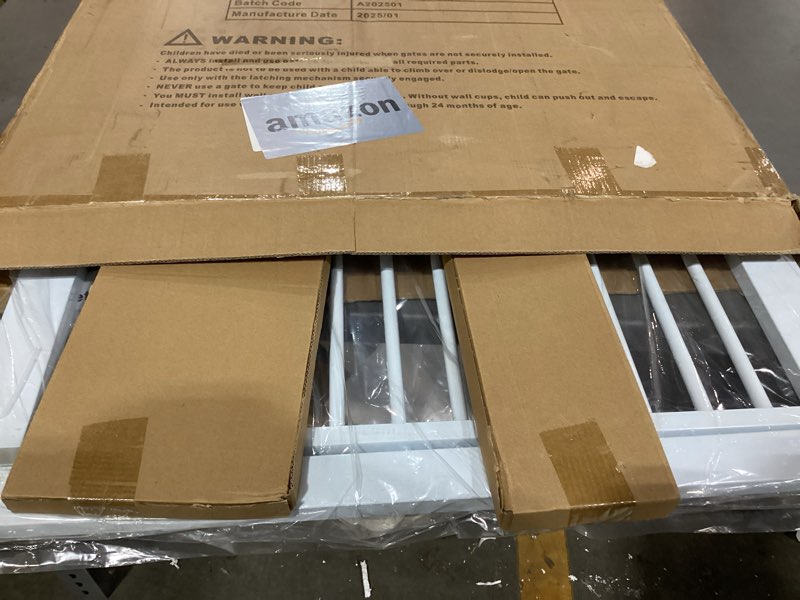 Condition photo showing New/Like New for 40.5" extra tall baby gate for stairs, 29.6"-40.5" extra wide dog gate indoor for the house, auto close pressure mounted safety child toddler gate, pet gate for doorways kitchen, white white 29.5"- 40.5"