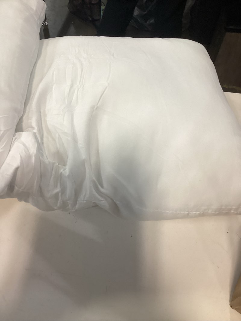 Condition photo showing As Is for EDOW Throw Pillow Inserts, Set of 4 Lightweight Down Alternative Polyester Pillow, Couch Cushion, Sham Stuffer, Machine Washable. (White, 18x18) 18"x18"