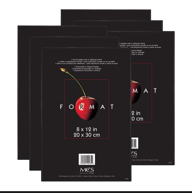 MCS Format 8x12 Picture Frame Black, Gallery Wall Vertical & Horizontal Wall Hanging Picture Frame for Ph