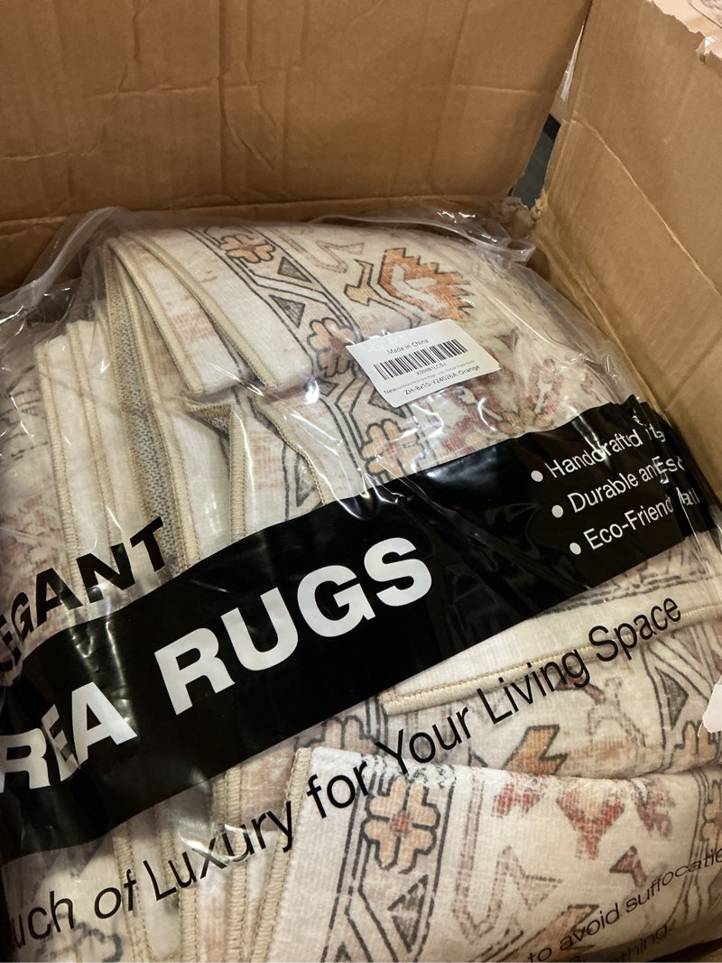 Condition photo showing Good Condition for zesthome 8x10 area rugs - stain resistant washable rug for living room, non-slip backing large area rug with ultra-thin low pile for bedroom, vintage home decor orange/beige 8' x 10' (rectangular)
