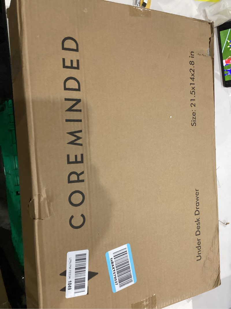 Condition photo showing item condition for Under Desk Drawer Slide Out Attachment - Carbon Steel Undermount Table Drawer with Cable Management, Pull Out Add-On Storage for Office & Standing Desks (21.5" x 14" x 2.8") X-Large Drawer