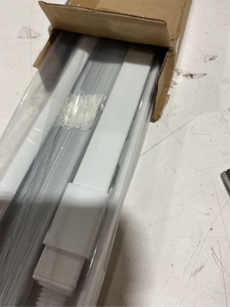 Condition photo showing New/Like New for lazblinds no tools no drill cordless aluminum mini blinds, 100% privacy s-curve blinds for windows, room darkening horizontal window blinds and shades for home, 26.5" w x 64" h, white white 26.5" w x 64" h