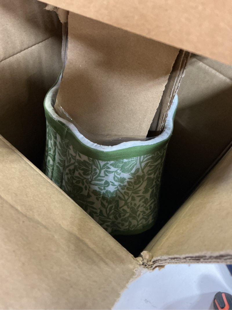 Condition photo showing New/Like New for better homes & gardens 13  rechargeable portable lamp with floral shade