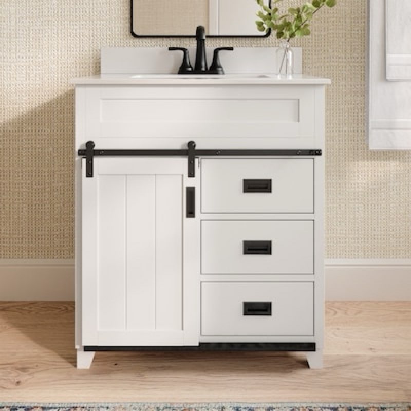 70+ bought last week style selections morriston 30-in white undermount single sink bathroom vanity