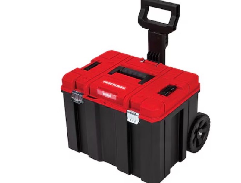 craftsman versastack 20-in w x 39.0-in h x 17.0-in d red and black plastic rolling tool box