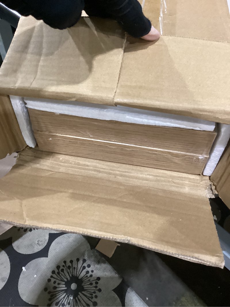 Condition photo showing New/Like New for fun memories 30" rustic wood deep floating shelves for wall, invisible brackets for decor & storage, living room, bathroom (oak, set of 2)