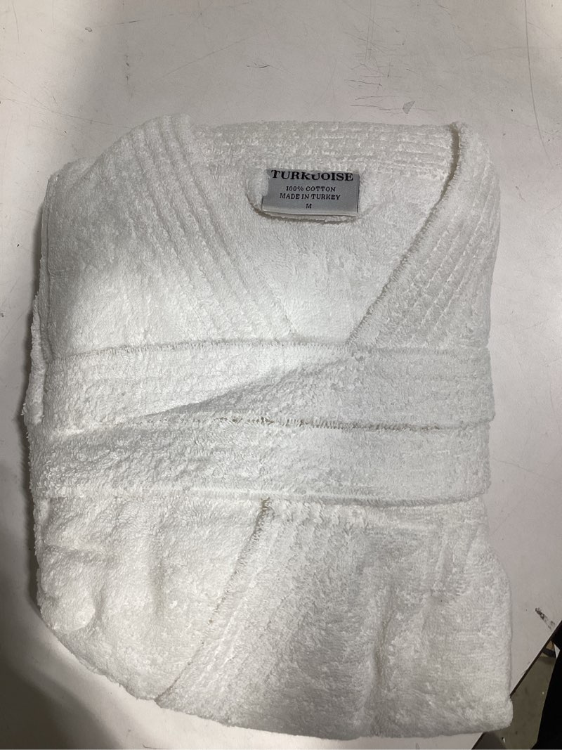 Condition photo showing Good Condition for turkuoise soft & absorbent towel robe, 100% cotton turkish terry cloth kimono bathrobes for women medium white
