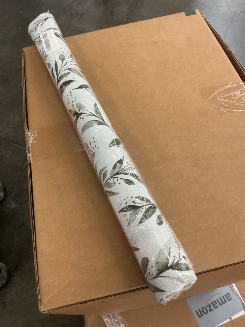 Condition photo showing As Is for shelf liners 24in x 10ft non adhesive and strong non-slip shelf and drawer liners for kitchen cabinet wire fridge, waterproof shelf drawer liner,easy to clean,green leaf 23.6"w x 118.1"l leaf