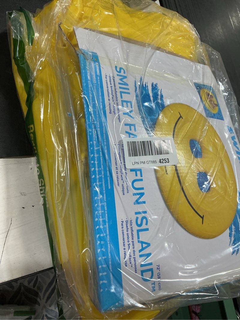 Condition photo showing As Is for swimline smiley face pool float , yellow
