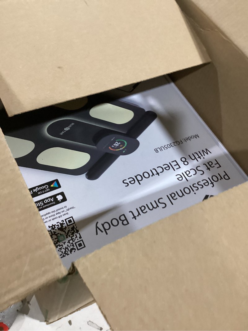 Condition photo showing As Is for RunStar Smart Scale FSA&HSA Eligible, 8 Electrodes Digital Bathroom Scale for Body Weight and Fat, BMI, Muscle Mass 28 Body Composition Measurement, with Full-Color TFT LCD on Retractable Handle black