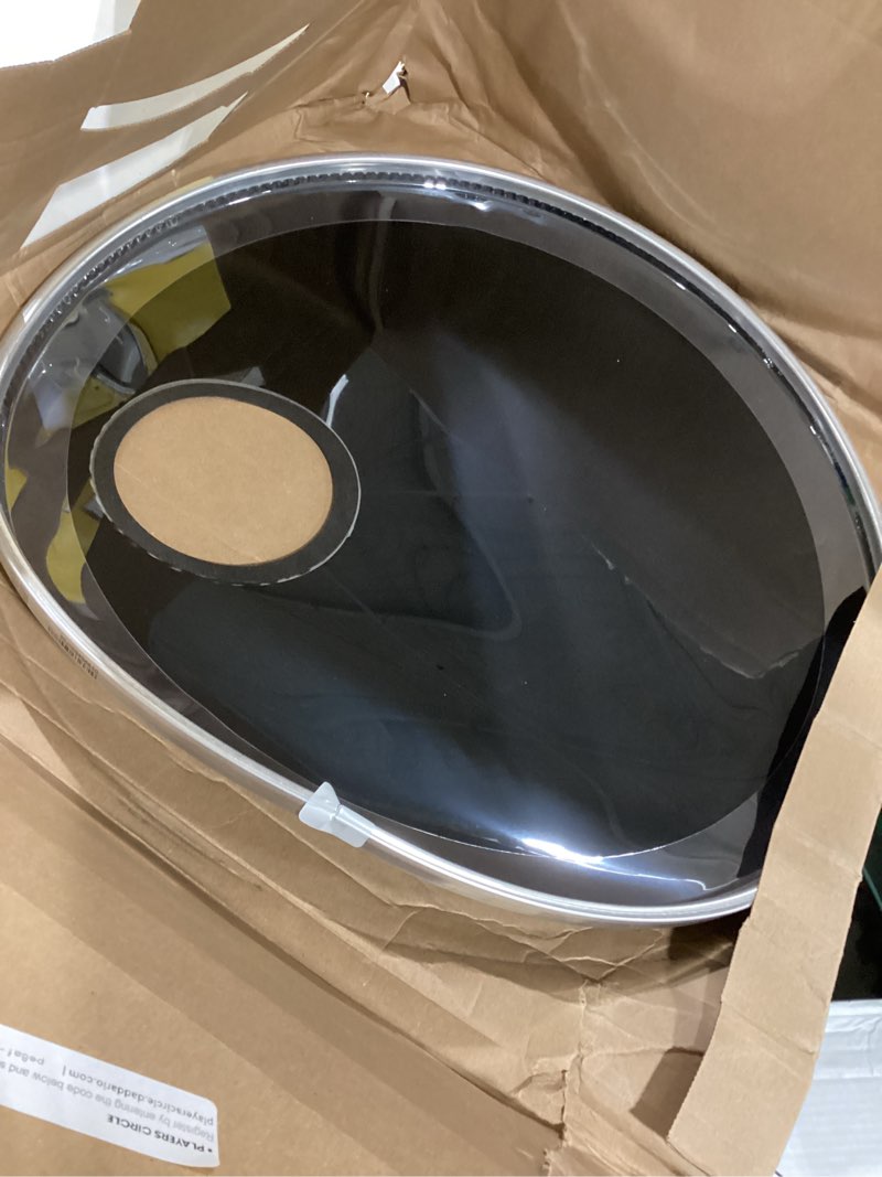 Condition photo showing As Is for Evans EQ3 Resonant Black Bass Drum Head, 22 Inch Drum Head Only 22 Inch Smooth Black