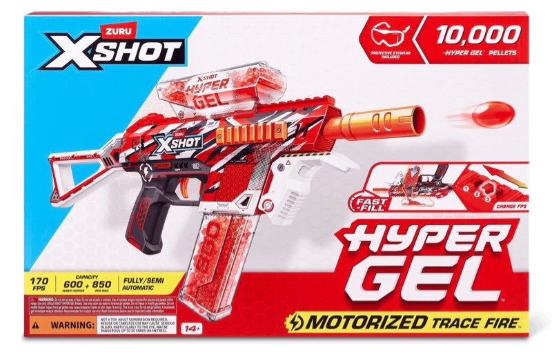 XSHOT Hyper Gel Trace Fire Motorized Blaster (10,000 Pellets) Outdoor Blaster by ZURU for Ages 14+