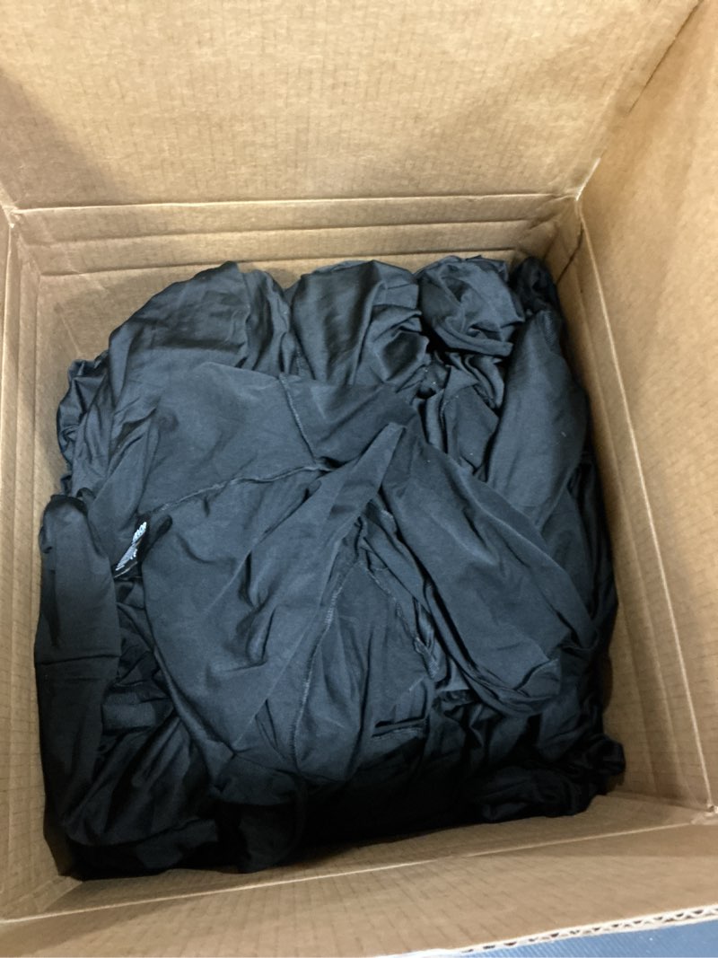 Condition photo showing As Is for VEVOR 50 Pcs Flat-Front Chair Covers Polyester Spandex Stretch Slipcovers for Wedding Party Dining Banquet, Black 50PCS Black-a