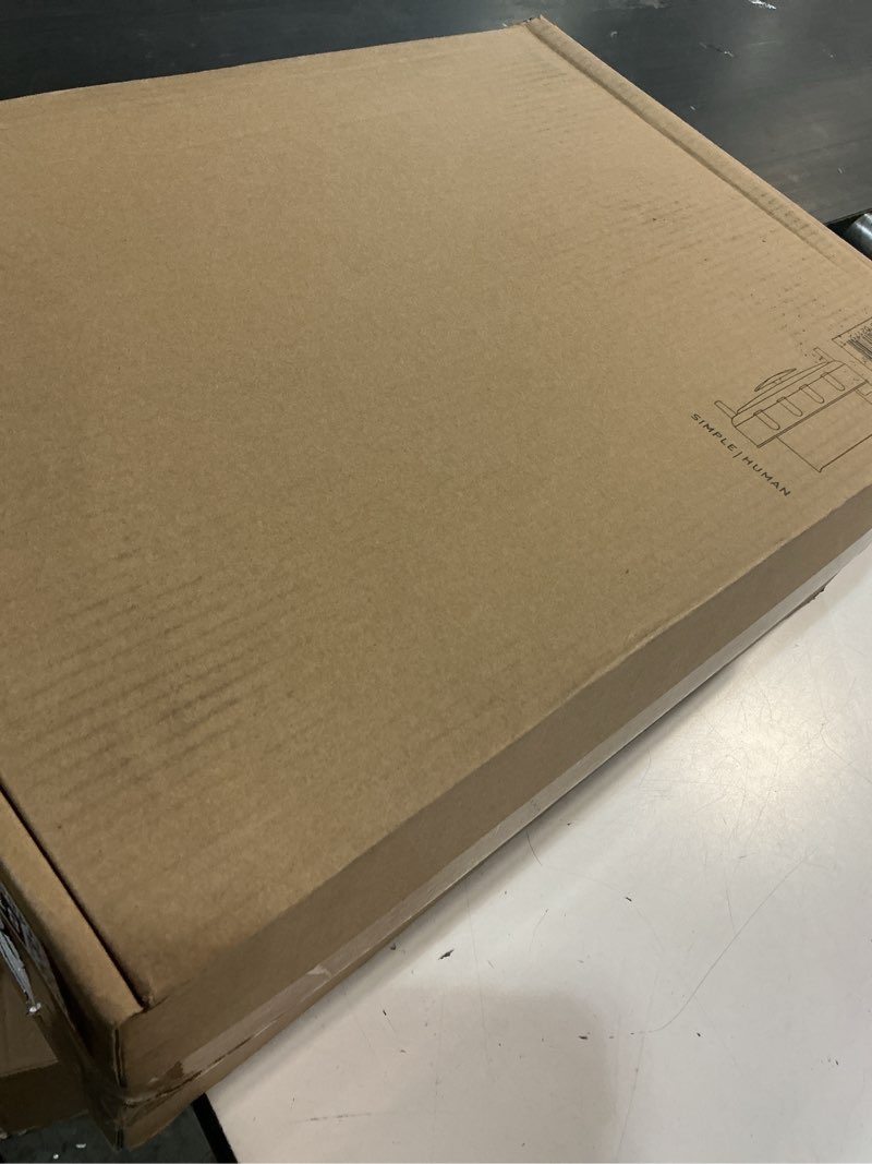 Condition photo showing Good Condition for simplehuman large capacity dish drying rack with stainless steel frame, 360º easy drain swivel spout, utensil & wine glass holder, anti-residue coating, moisture control surface, grey gray full-size (20'' x 22.3'' x 11.5'')