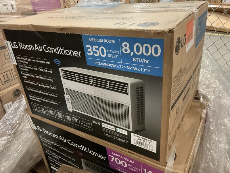 Condition photo showing New/Like New for 8,000 BTU, 115 Volts, Window Smart Air Conditioner Cools 350 sq. ft. with Remote, WiFi Enabled in White
