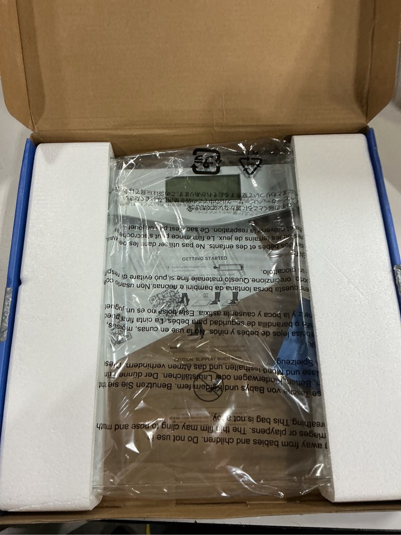 Condition photo showing Good Condition for etekcity digital body weight bathroom scale, large blue lcd backlight display, high precision measurements,6mm tempered glass, 400 pounds blinding silver 11.9 x 11.9 x 0.95 inches