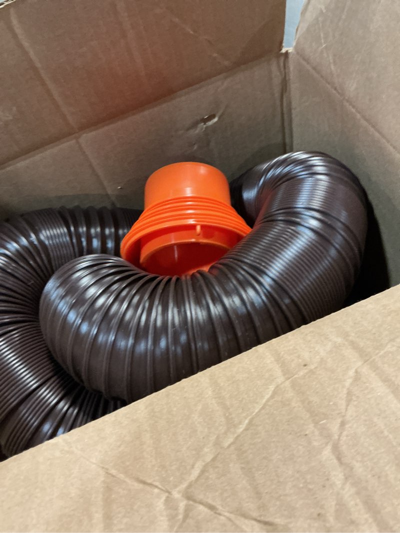 Condition photo showing Good Condition for camco rhinoflex 15-ft rv sewer hose kit - features clear elbow fitting w/removable 4-in-1 adapter - connects to 3” slip or 3”/3.5”/4” npt threaded sewer connection (39770) 15' rhino sewer hose