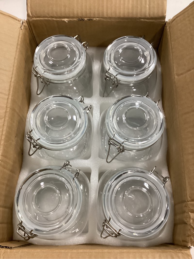 Condition photo showing New/Like New for 6 Pack Spice Jars, 25 oz Glass Containers with Airtight Lids, Small Herb Jars with Labels for Kitchen Storage 26 fl oz x 6 - Square