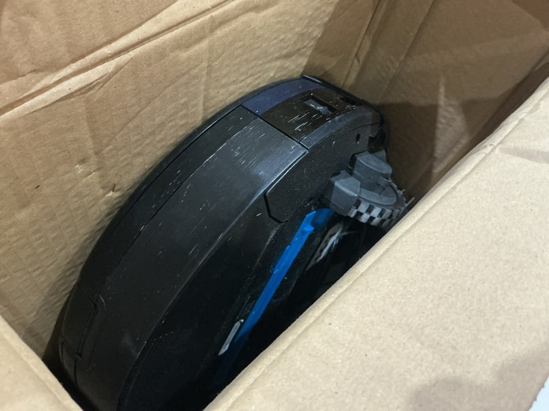 Condition photo showing As Is for shark av753 ion robot vacuum, tri-brush system, wifi connected, 120 min runtime, works with alexa, multi surface cleaning, grey