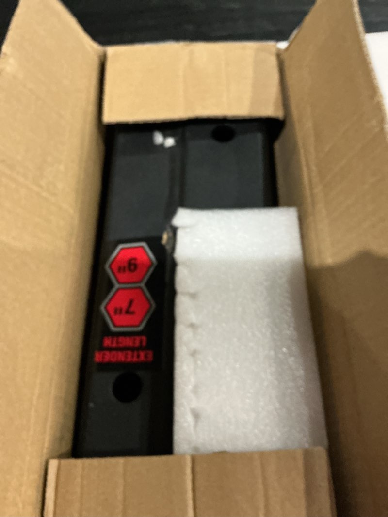 Condition photo showing Good Condition for toptow trailer receiver hitch extender adapter 2" drop/riser, 7" and 9" extension length, 2" shank, 7500lbs towing capacity, matte black