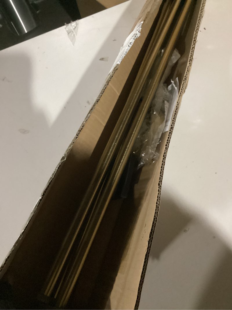 Condition photo showing As Is for 2-Pack Curtain Rod for Windows 28-48",Adjustable Window Curtain Rods with Premium Aluminum End Cap Finials and Full Surround Brackets,3/4"(0.062Feet) Diameter,Warm Gold Drapery Rods for Curtains 28-48" Warm Gold