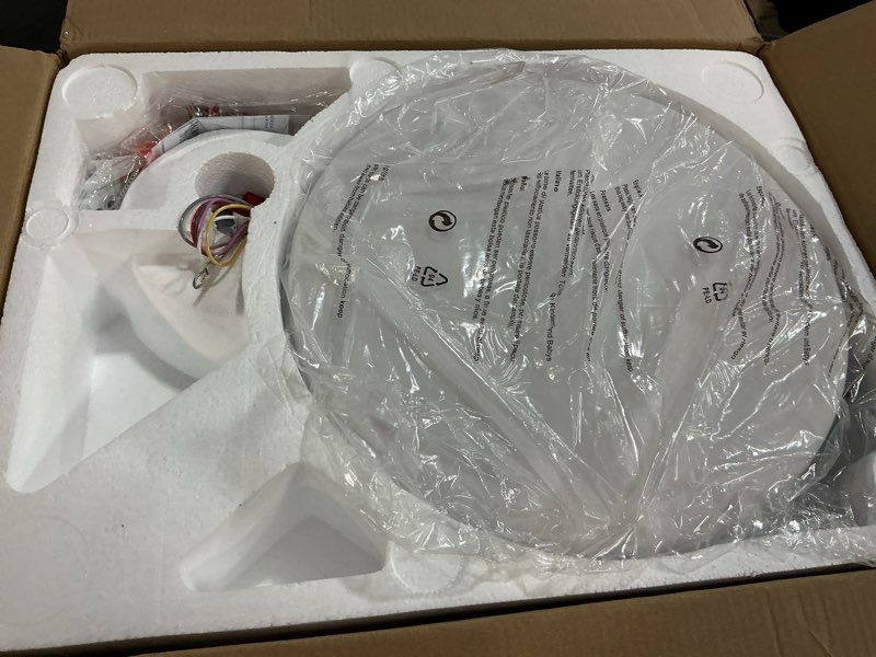 Condition photo showing Good Condition for 52 inch ceiling fan with lights and remote, 30w 12" led panel flush mount ceiling fan, 6-speed quiet dc motor modern low profile ceiling fan with reversible blades for bedroom, living room, patio 52 inch black