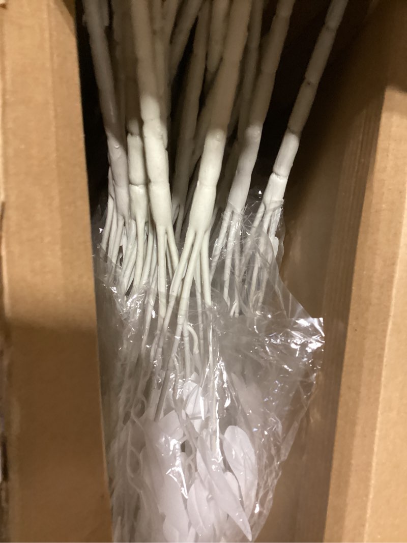 Condition photo showing As Is for 30 Pcs Artificial White Willow Leaves, Fake Willow Leaf Garland Stems, Faux Flower Hanging Leaves for Wedding Bouquet, Arches, Filling Table Decorations, Home Decor Centerpieces