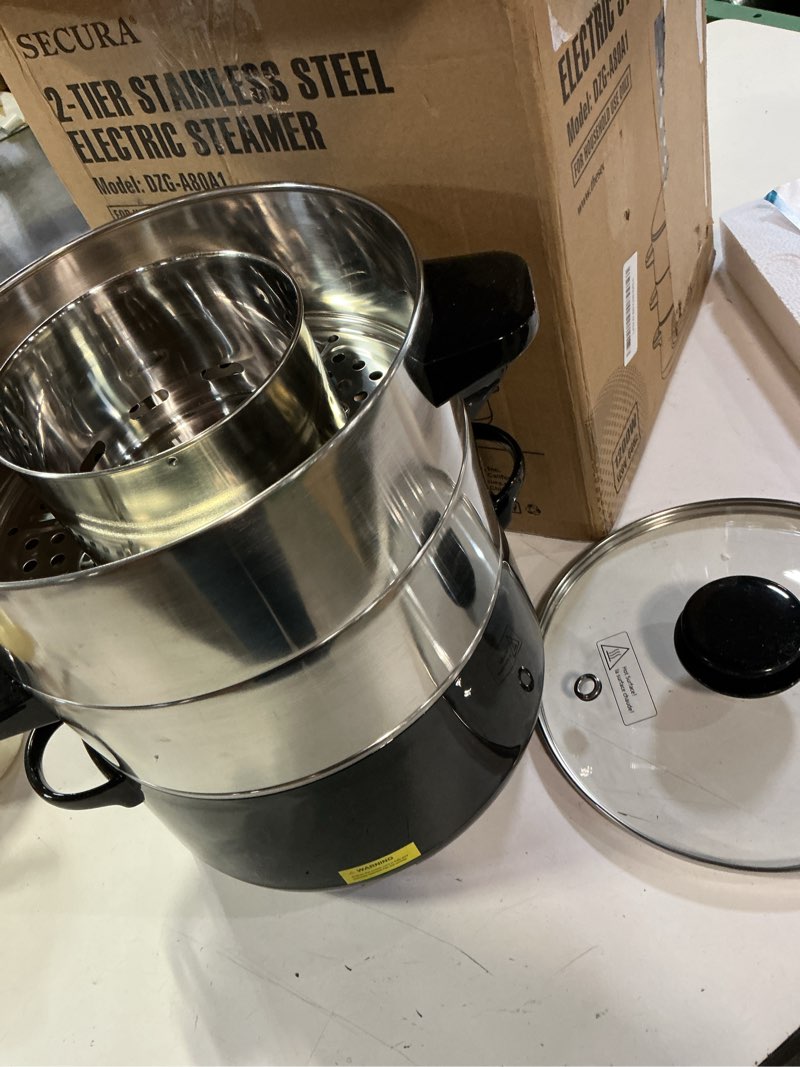 Condition photo showing Good Condition for secura electric food steamer, vegetable double tiered stackable baskets with timer 1200w fast heating stainless steel digital steamer 8.5 quart
