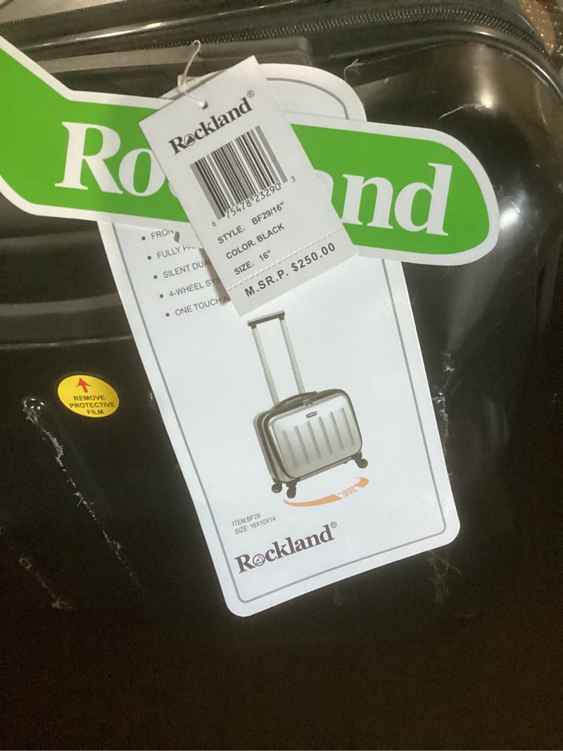 Condition photo showing New/Like New for rockland revolution hardside rolling computer case, black, carry-on 17-inch carry-on 17-inch black