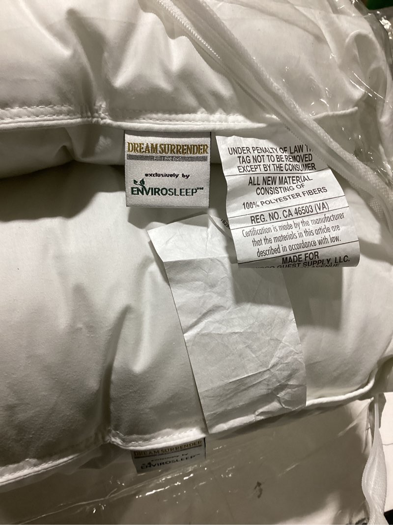 Condition photo showing Good Condition for envirosleep dream surrender medium support pillows - hypoallergenic polyester filled cotton shell pillow set, queen size 2 pillow set for hotel or home use, by manchester mills queen (pack of 2) medium support
