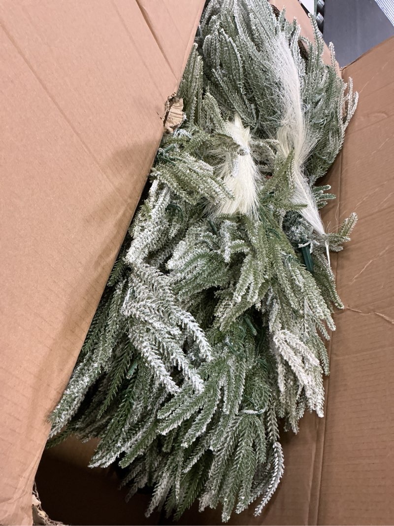 Condition photo showing Good Condition for YITAHOME 6ft Pre-Lit Flocked Natural Drooping Pampas Christmas Tree, Snow Flocked Christmas Tree with 400 PE Branch Tips, 30 Feathers and 400 Lights for Home, Office, Party Decoration Flocked White With Feathers 6ft