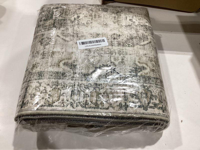 Condition photo showing New/Like New for machine washable kitchen runner rugs: 2'x6' hallway rug non slip low pile stain resistant soft carpet runners for hallways indoor entryway kitchen laundry room bedroom farmhouse 2' x 6' (rectangular) brown and cream