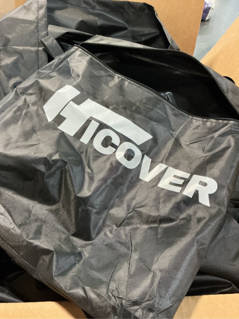 Condition photo showing As Is for upgraded mobility scooter storage cover,hicover heavy duty 600d oxford fabric electric scooter cover, waterproof,anti-uv,durable with waterproof strip,reflective strips,air vents, windproof buckles black l