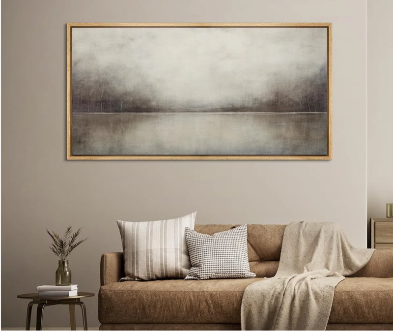 Minimal Landscape Tranquil Neutral Abstract Landscape Retro Moody Extra Large Framed Art Home Decor