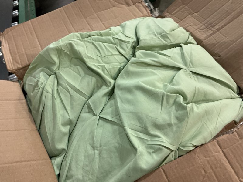 Condition photo showing As Is for maple&stone full comforter set sage green pinch pleat 7 pieces bed in a bag for all season pintuck comforter set with down comforters sheets pillowcases shams (sage green, full)