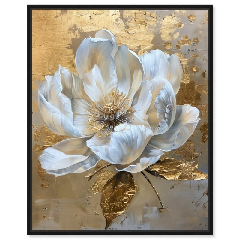 Athenas Flower Canvas Glamorous Feminine Wall Art by Art Remedy, Black Frame, 