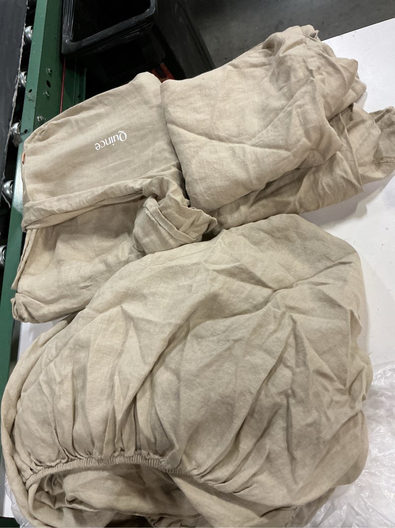 Condition photo showing Good Condition for quince european linen deluxe bedding bundle set of 4, king, toffee