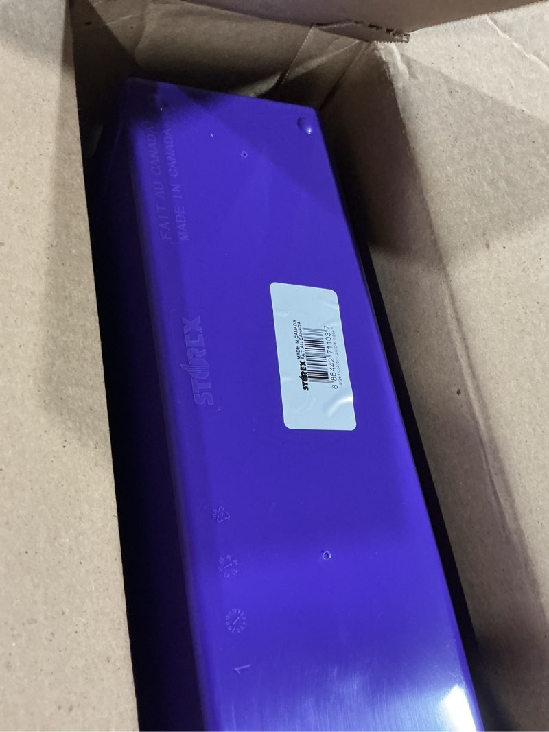 Condition photo showing Good Condition for Storex Large Book Bin, Interlocking Plastic Organizer for Home, Office and Classroom, Purple, 6-Pack (71117U06C) Purple 6-Pack