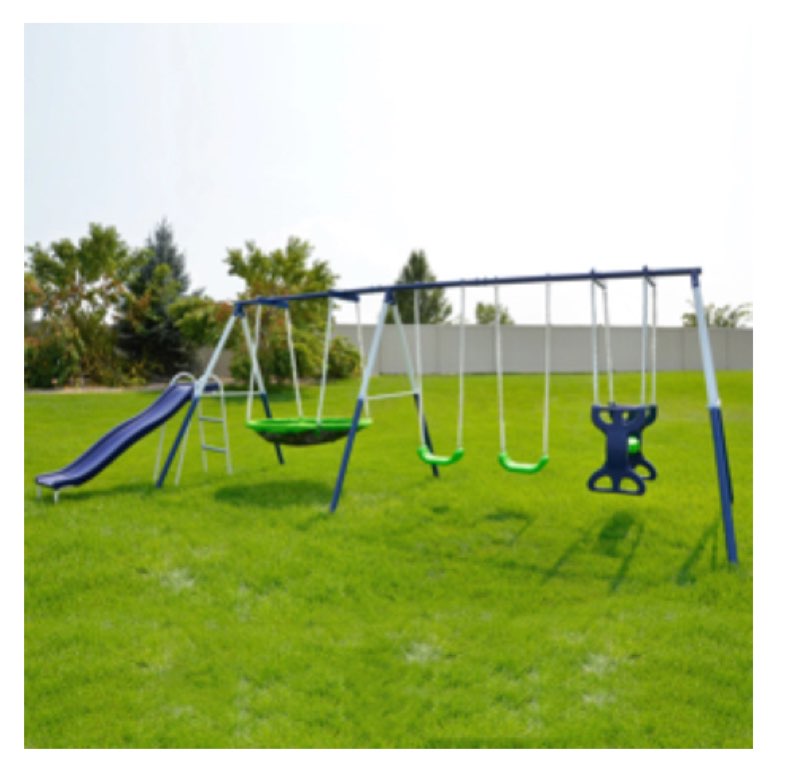 Sportspower Outdoor Rosemead Metal Swing Set with Lifetime Warranty on 6' Double Wall Slide