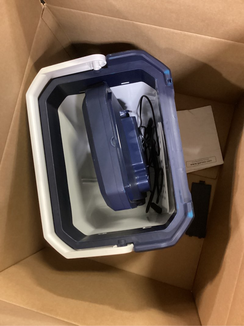 Condition photo showing As Is for ivation electric cooler & warmer with handle | 24 l portable thermoelectric fridge for vehicles & trucks| 110v ac home power cord & 12v car adapter for camping, travel & picnics