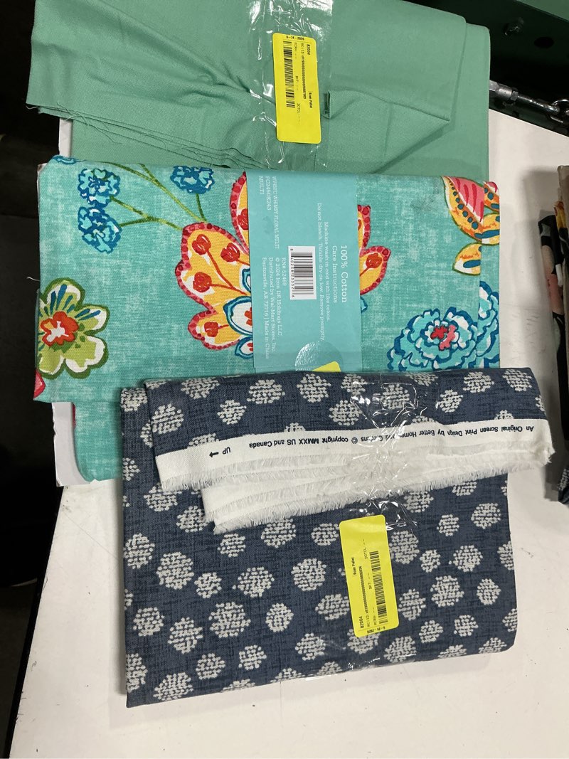 Condition photo showing Good Condition for (different style and color) pack of 3) better homes & gardens 100% cotton dots blue  2 yard precut fabric
