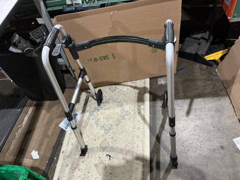 Condition photo showing Good Condition for loyoda walkers for seniors, folding walker with ski glides 5'' front wheel medical lightweight walker height adjustable aluminum standard walker for handicap and adults (silver)