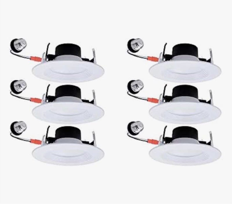 utilitech white 5-in or 6-in 850 -lumens warm white round dimmable led wet rated recessed downlight 6 -pack