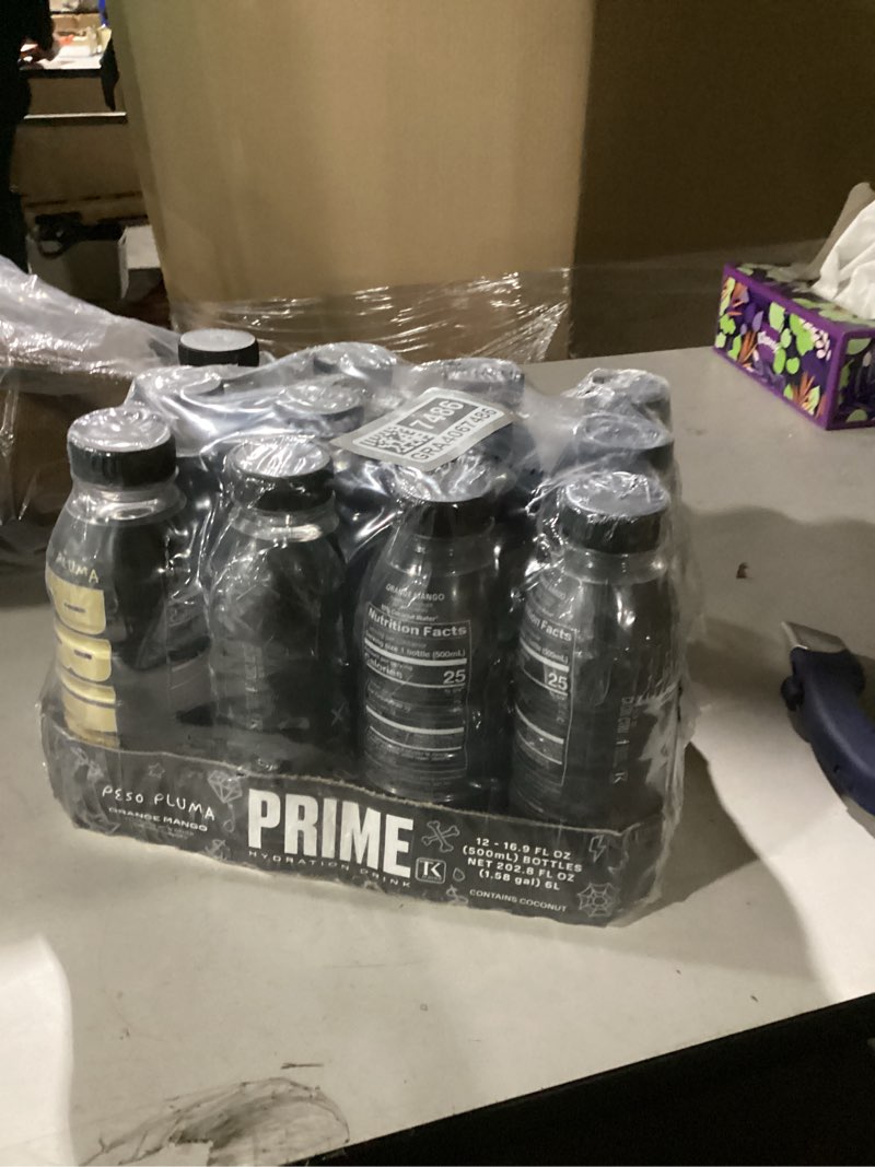 Condition photo showing New/Like New for PRIME Hydration PESO PLUMA, Sports Drinks, Electrolyte Enhanced for Ultimate Hydration, 250mg BCAAs, B Vitamins, Antioxidants, Low Sugar, 16.9 Fl Oz, 12 Pack