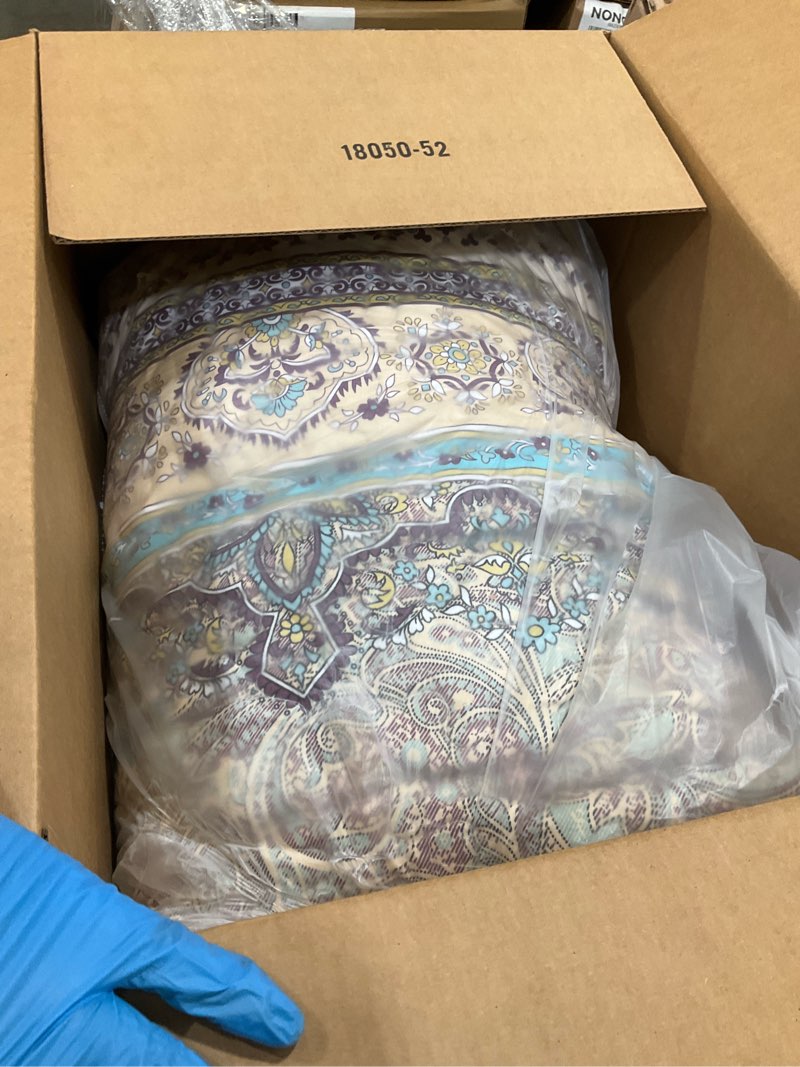 Condition photo showing Good Condition for WONGS BEDDING Boho Queen Quilt Set, Blue Purple Bohemian Queen Quilt Bedding Set, Lightweight Microfiber Bed Decor Bedspread for All Season 96"x90"(3 Pieces) Queen Blue Purple