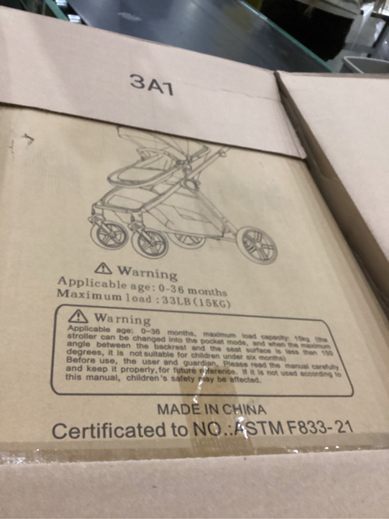 Condition photo showing As Is for 2 in 1 Baby Stroller, Newborn Infant Toddler Convertible Pram Stroller for 0-36 Months Old Babies (Grey)